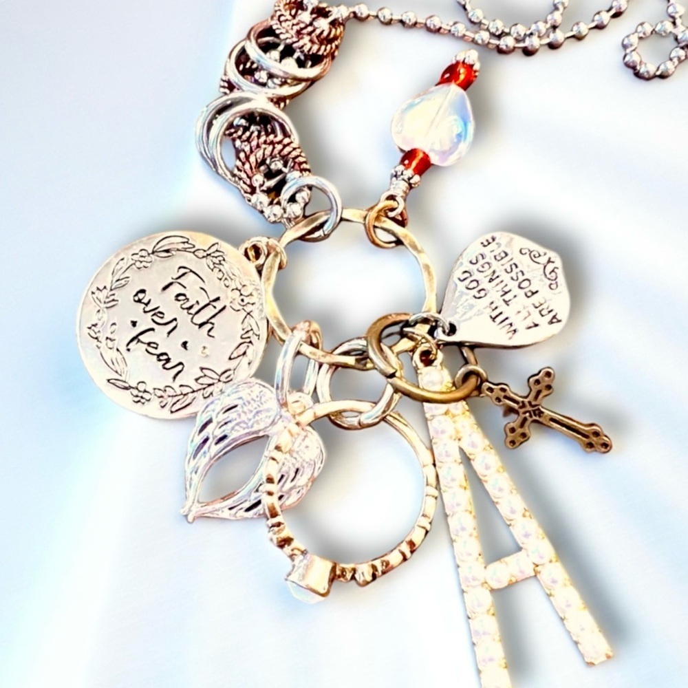 Spiritual and faith. Angel charms assemblage necklace. - Picture 8 of 17